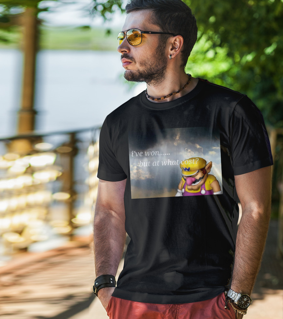 Wario I've Won But At What Cost Reflective Quote With Somber Clouds T-Shirt