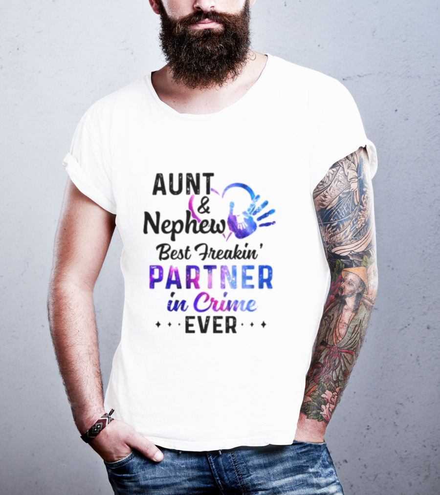 Aunt And Nephew Best Freakin’ Partner In Crime Ever Handprint Heart T-Shirt
