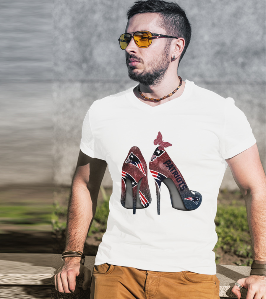 New England Patriots Glitter High Heel Butterfly T-Shirt