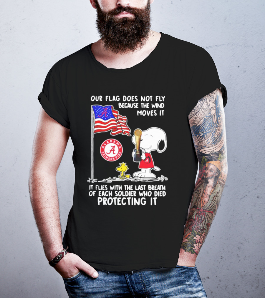 Our Flag Snoopy Alabama Crimson Tide Soldier Protecting T-Shirt