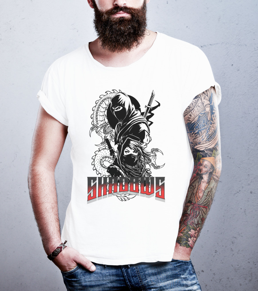 Shadows Ninja Warriors With Swords And Serpents T-Shirt