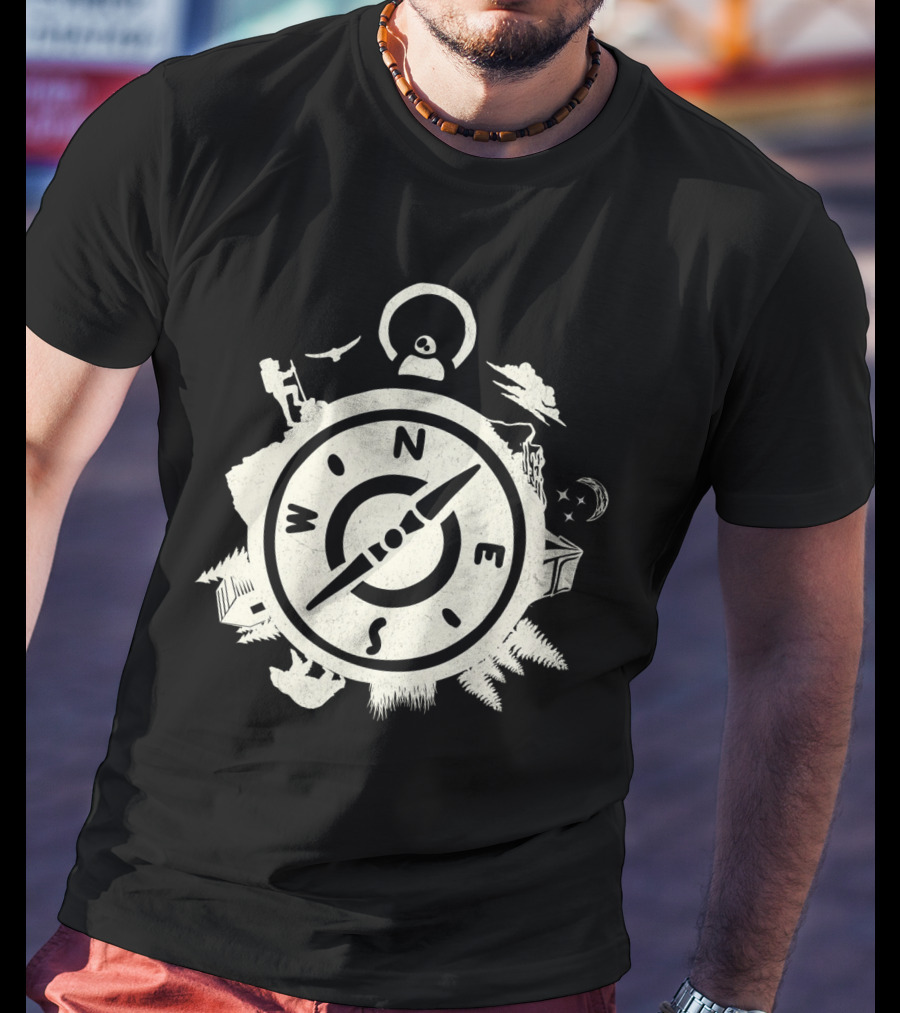 Wilderness Adventure Compass Exploring North South East West Nature Elements T-Shirt