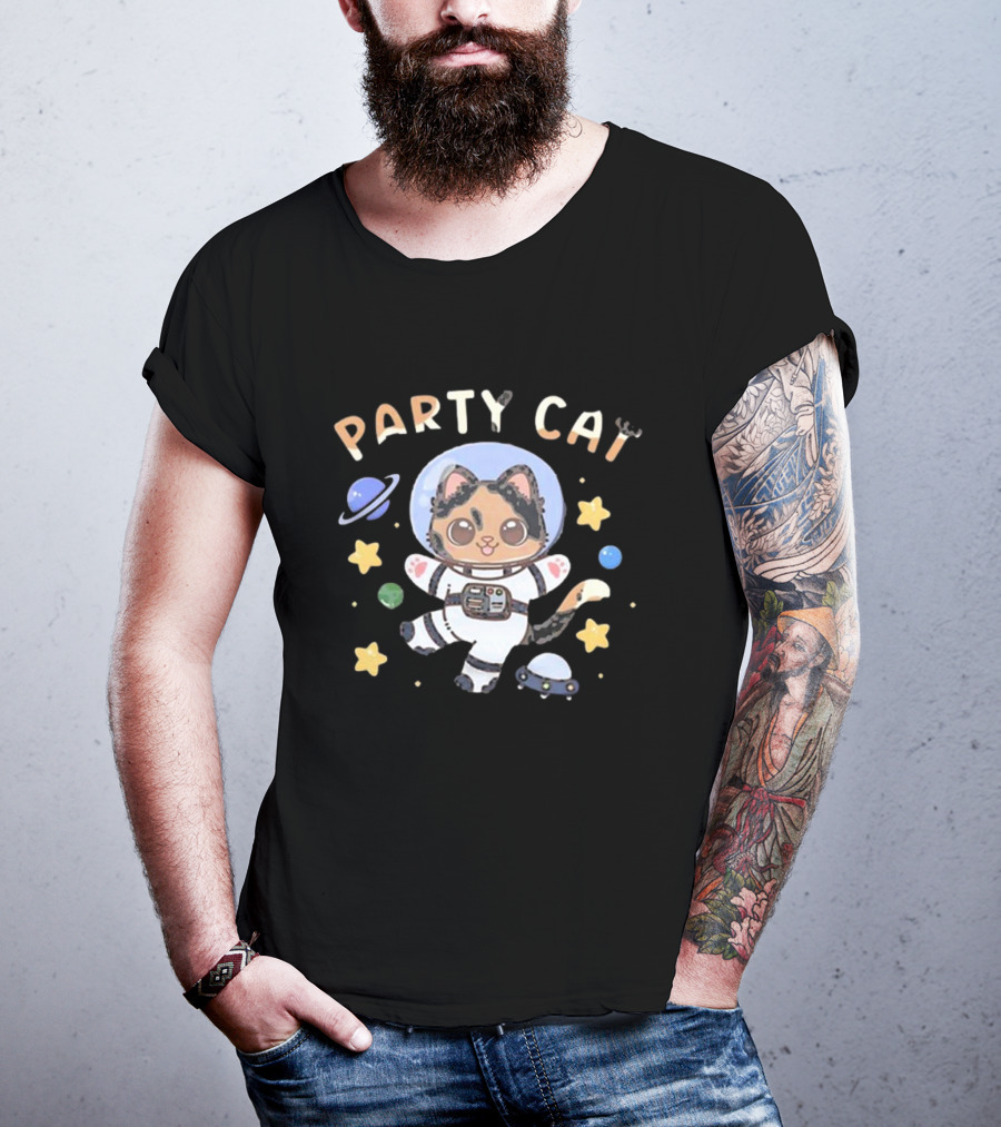 Party Cat Astronaut Space Adventure By Byndo Gehk T-Shirt