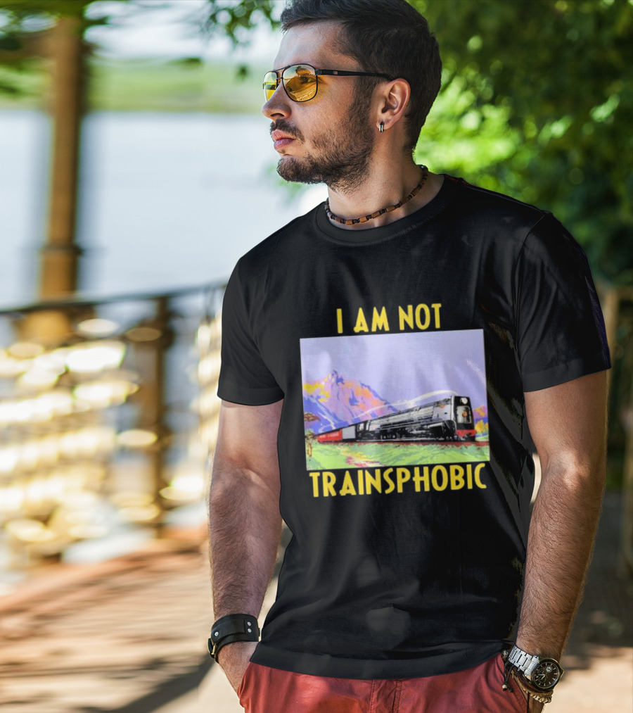 I Am Not Train Slogan With Scenic Mountain View T-Shirt