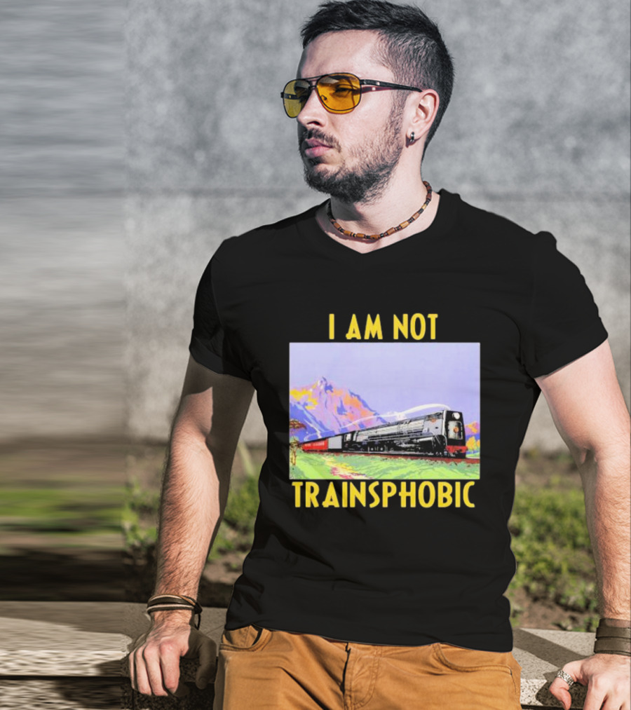 I Am Not Train Slogan With Scenic Mountain View T-Shirt