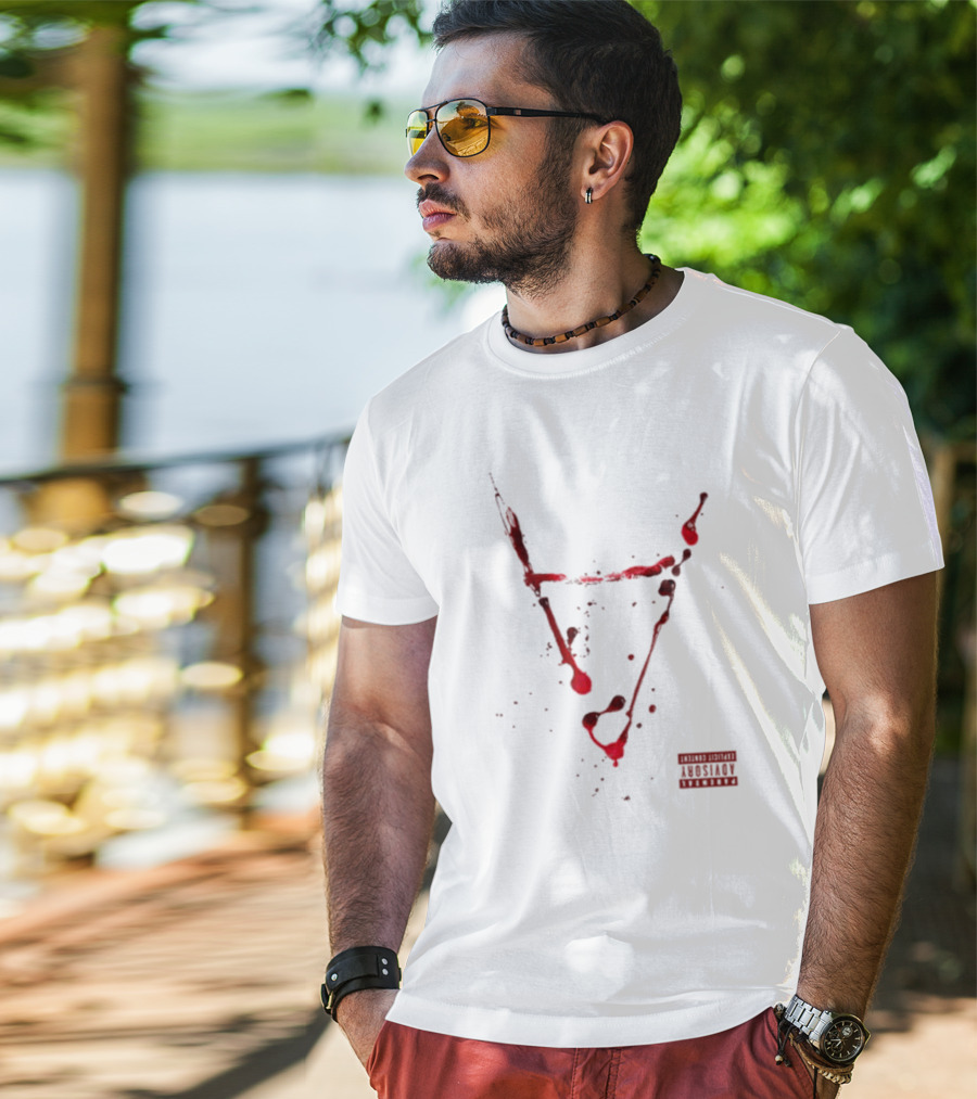 Doja Cat Attention Blood Streaks Symbol Explicit Content Warning T-Shirt