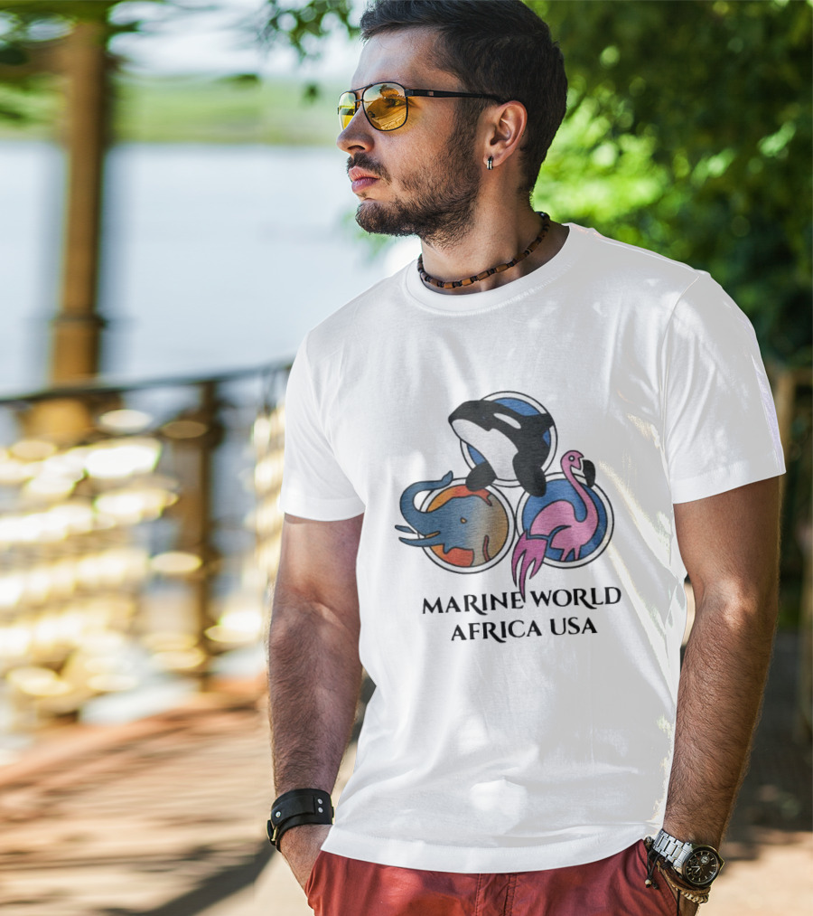 Marine World Africa USA Orca Elephant Flamingo T-Shirt