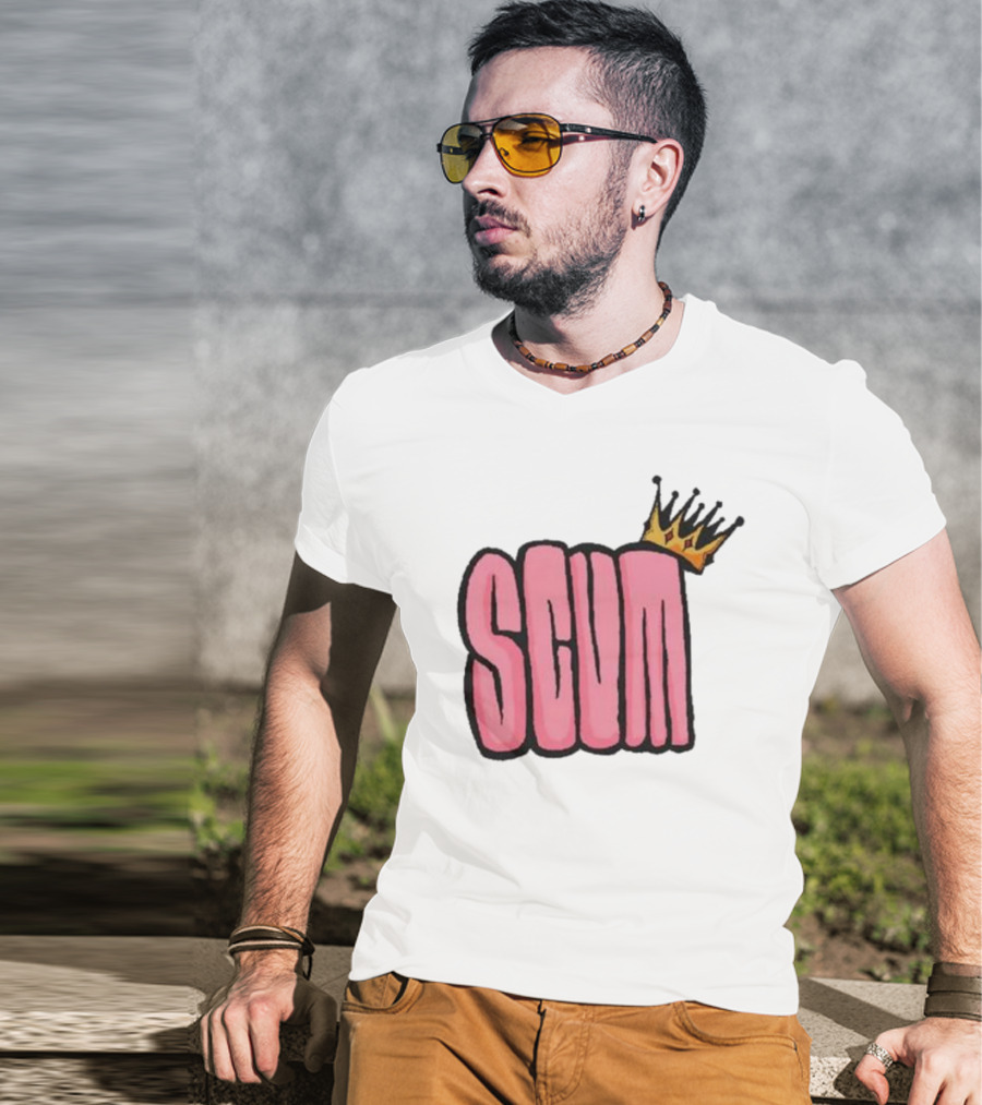 SCUM Pink Text With Gold Crown T-Shirt