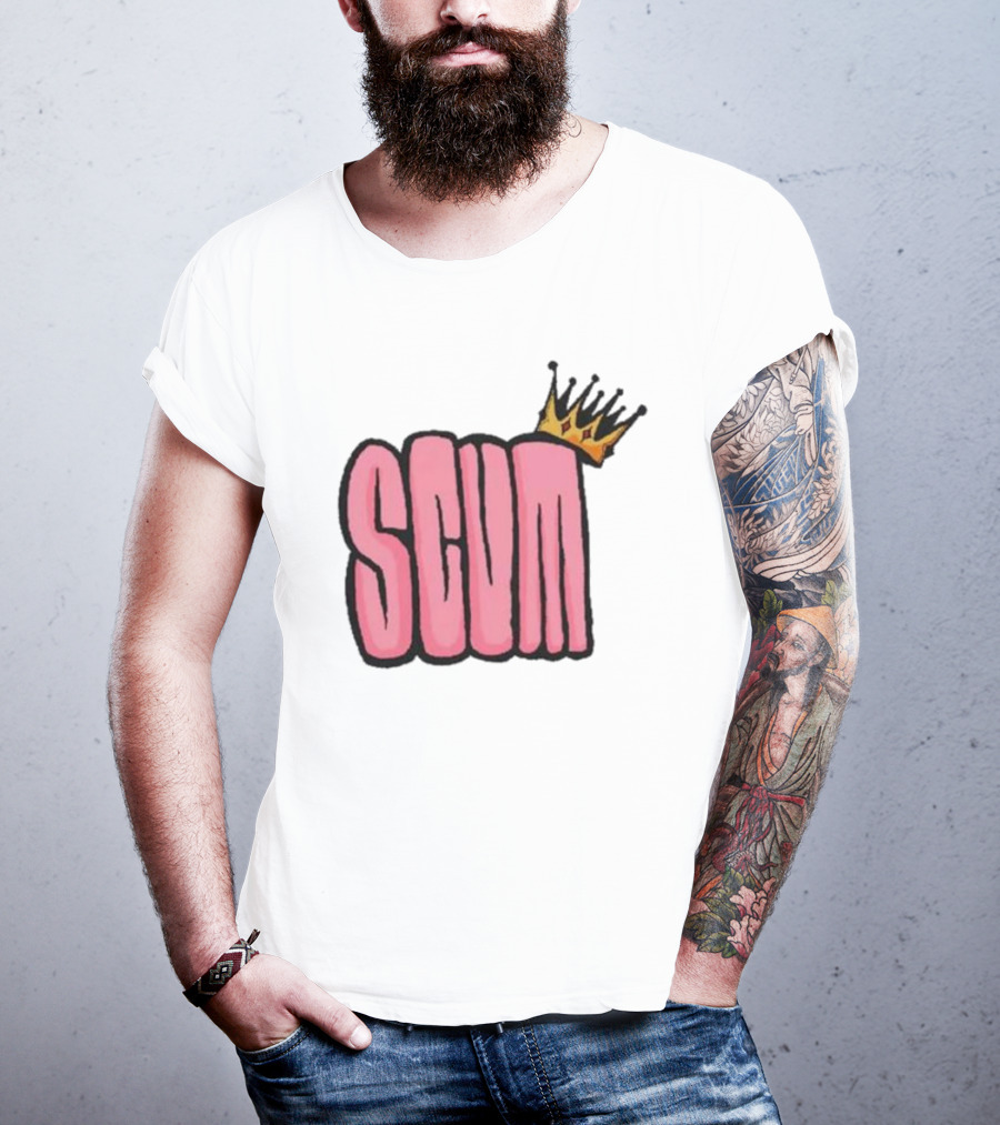 SCUM Pink Text With Gold Crown T-Shirt