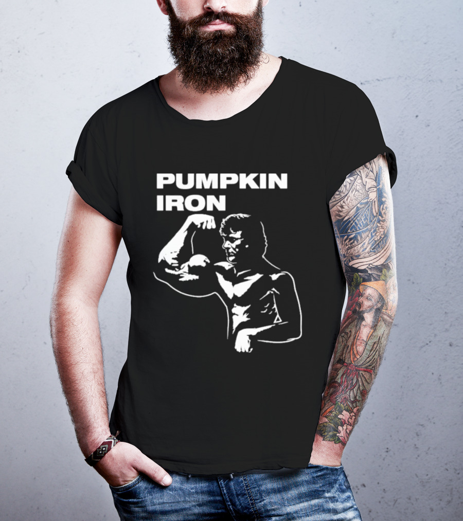 Pumpkin Iron Bodybuilder Flexing Muscles T-Shirt
