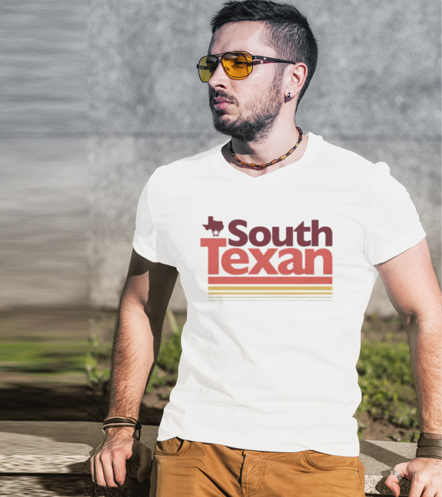 South Texan Retro Style With Texas Map Icon And Striped Accents T-Shirt