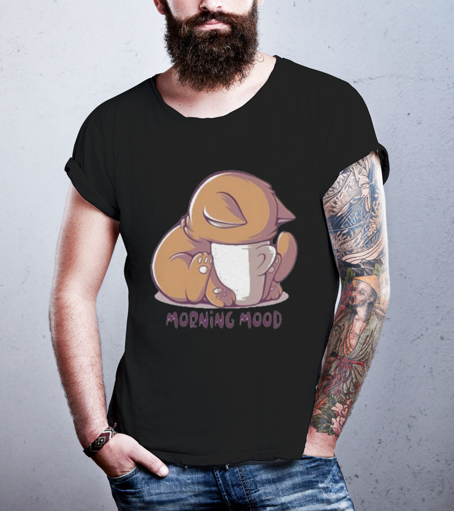 Morning Mood Cute Cat With Cup T-Shirt