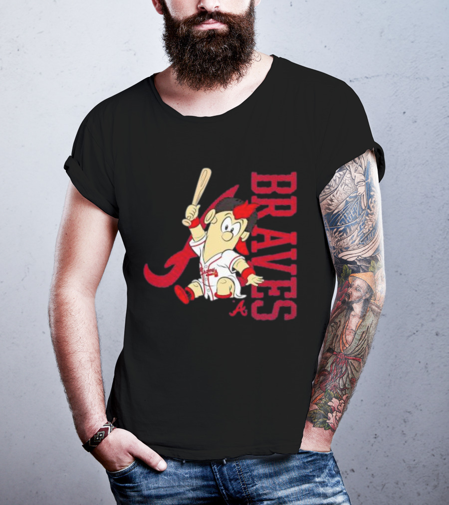 Atlanta Braves Infant Mascot 2.0 Cartoon Batting Character T-Shirt