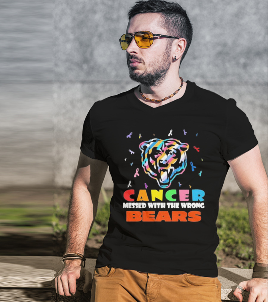 Cancer Messed With The Wrong Colorful Ribbon Chicago Bears T-Shirt