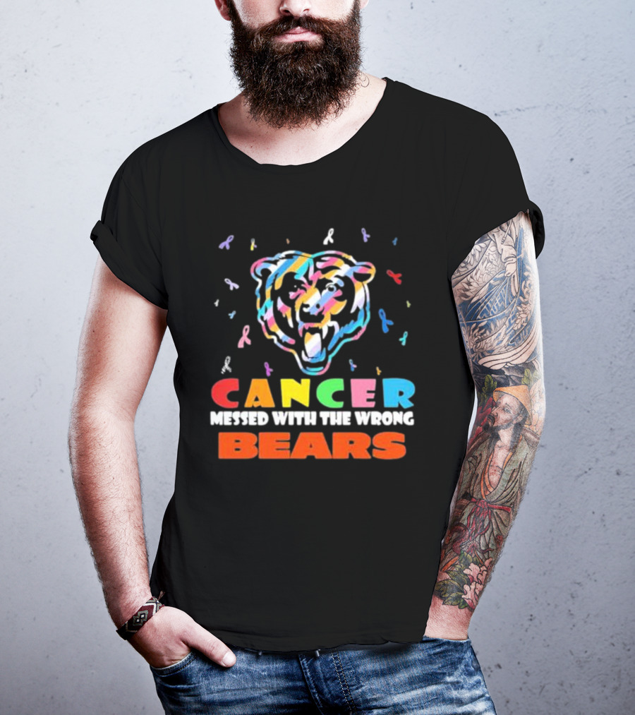 Cancer Messed With The Wrong Colorful Ribbon Chicago Bears T-Shirt