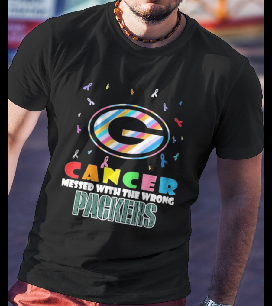 Cancer Messed With The Wrong Packers Colorful Awareness T-Shirt