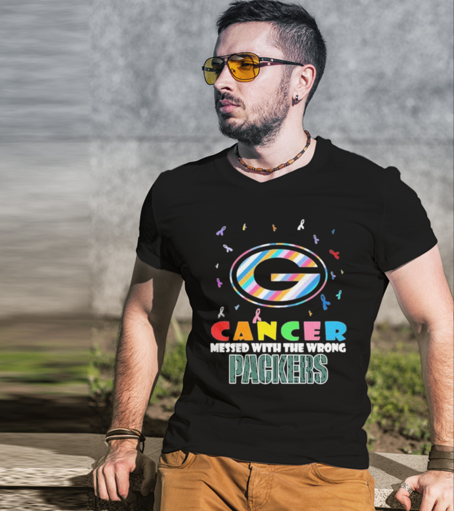 Cancer Messed With The Wrong Packers Colorful Awareness T-Shirt
