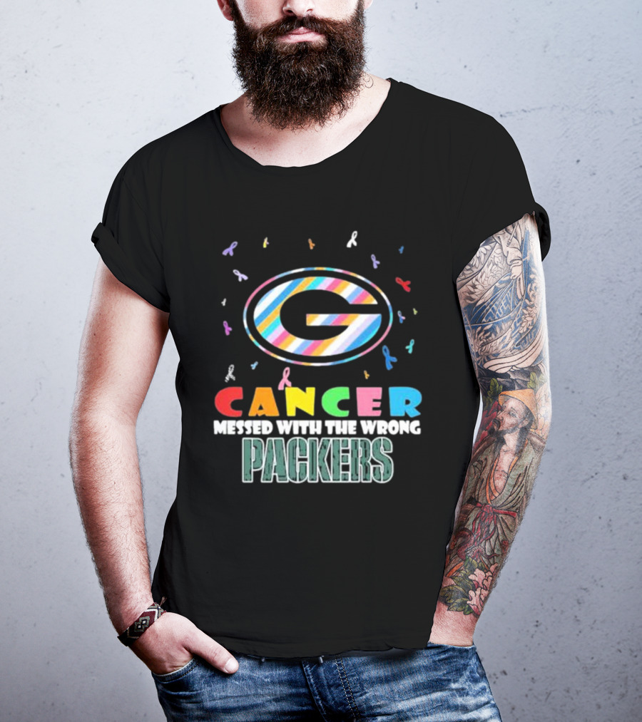 Cancer Messed With The Wrong Packers Colorful Awareness T-Shirt