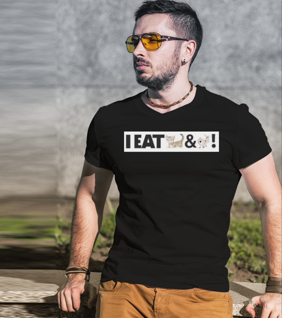 I Eat Cat And Donkey Cartoon Animals T-Shirt