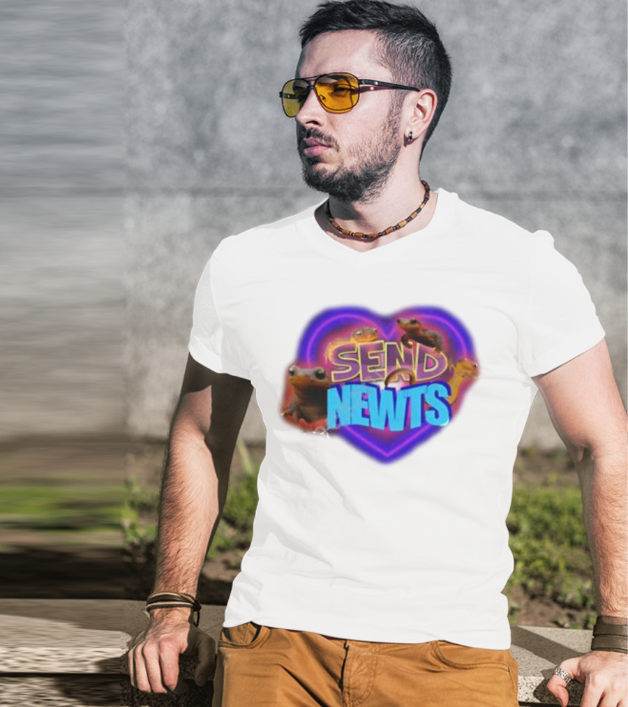 Swankyswamprat Send Newts Heart Frogs Neon T-Shirt