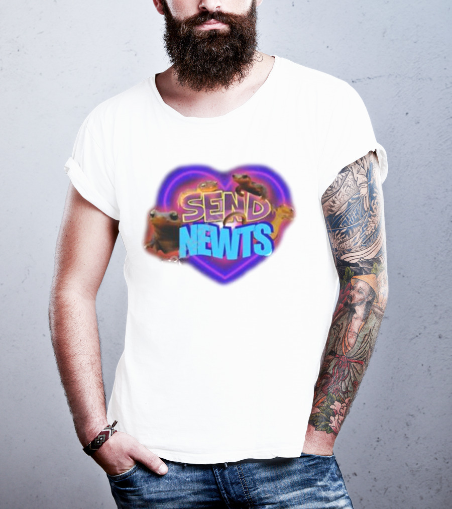 Swankyswamprat Send Newts Heart Frogs Neon T-Shirt