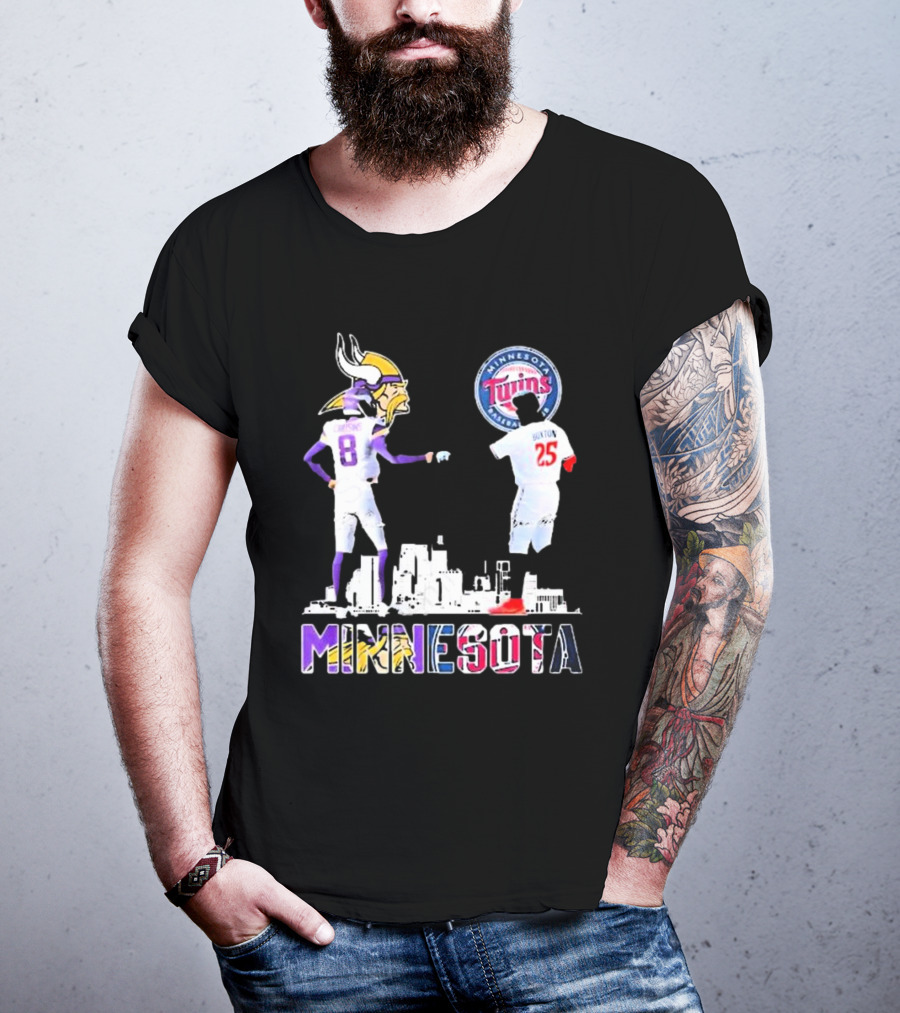 Minnesota Vikings Kirk Cousins And Twins Byron Buxton Icons T-Shirt