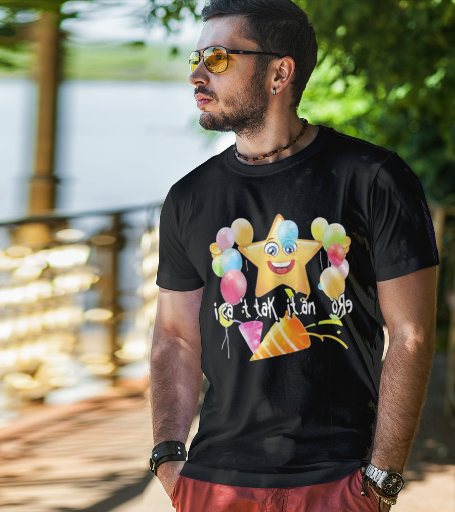 Cringeytees I Can’t Take It Anymore Smiling Star Balloons Party Hat T-Shirt