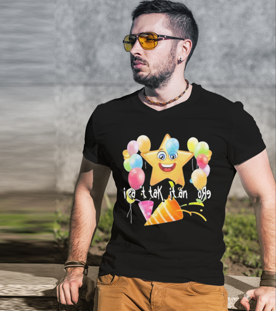 Cringeytees I Can’t Take It Anymore Smiling Star Balloons Party Hat T-Shirt