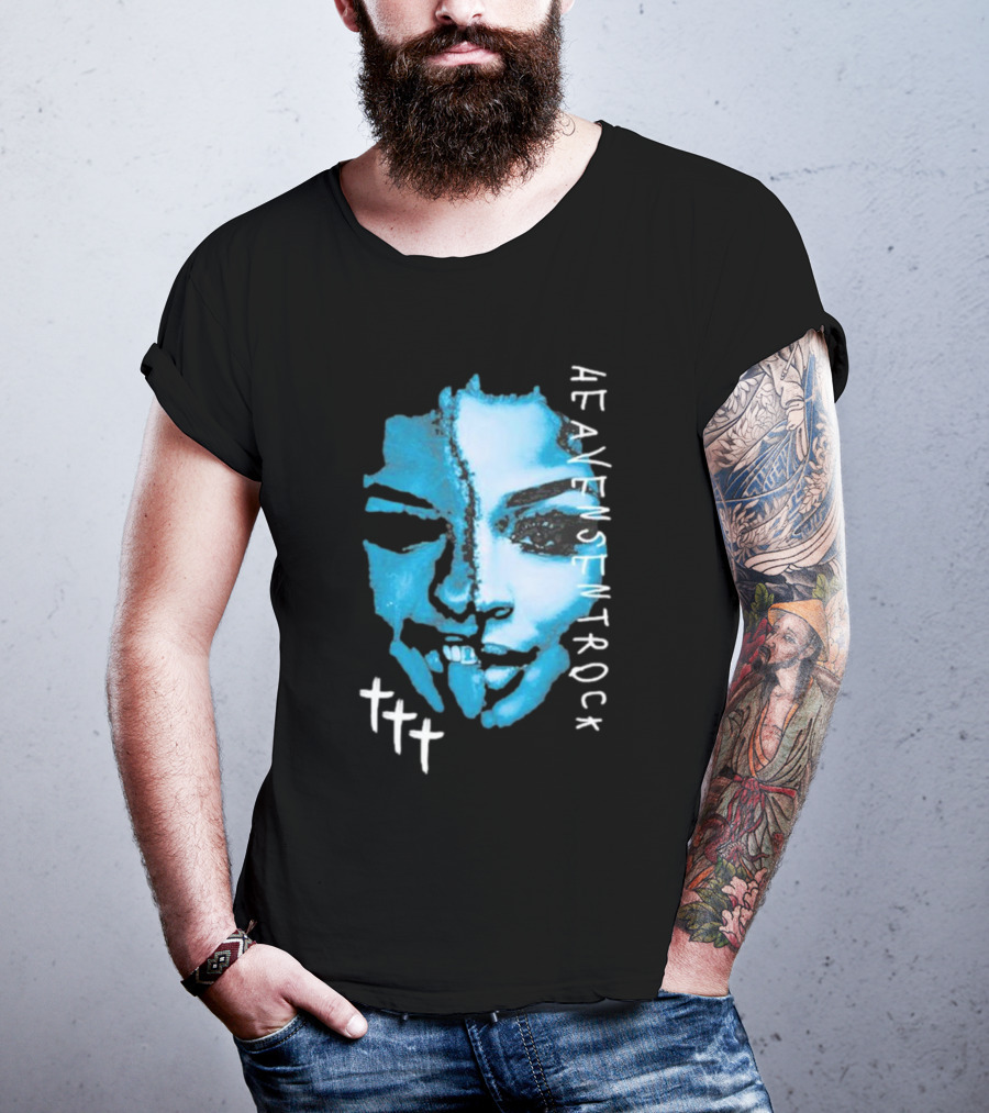 HEAVENSENTROCK Face Blue Art With Cross Symbols T-Shirt
