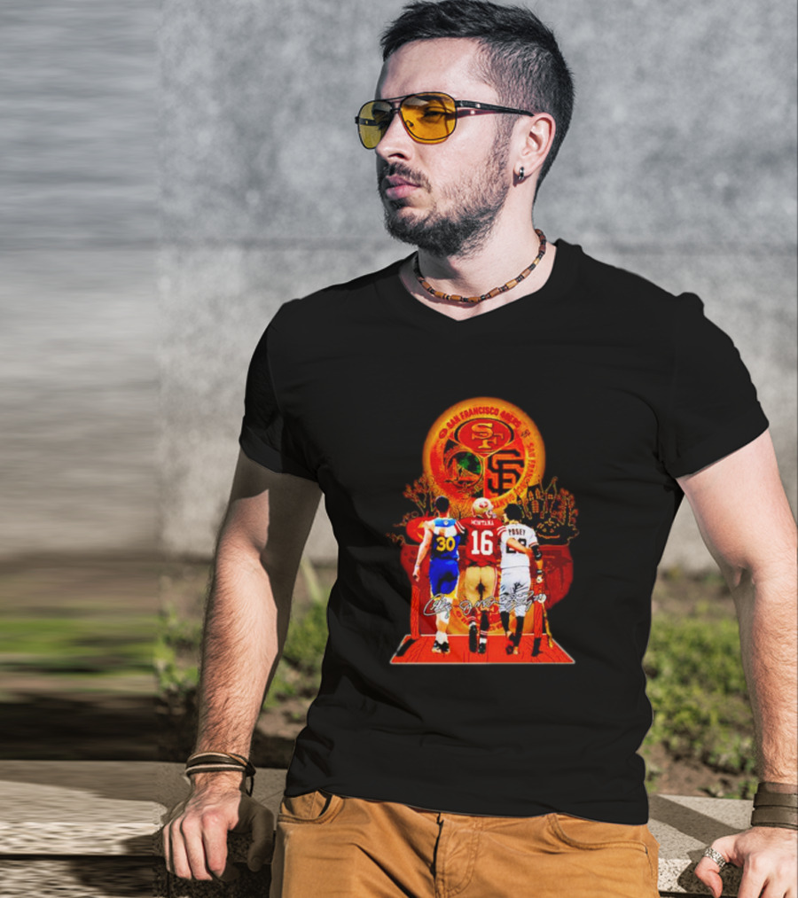 San Francisco 49ers Giants Golden State Warriors Halloween Curry Montana Posey T-Shirt