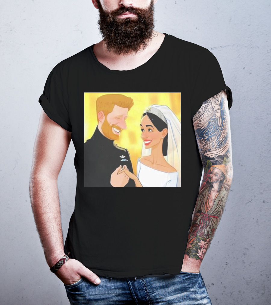 Meghan And Harry Cartoon Wedding T-Shirt