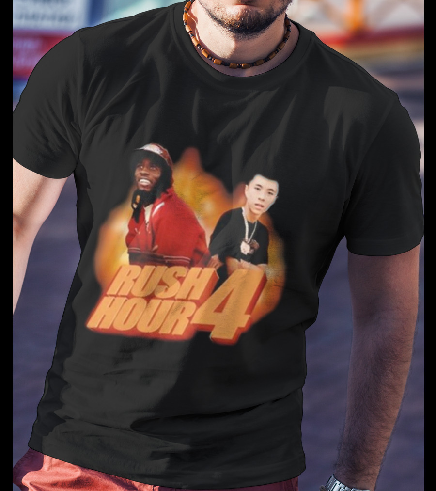 Rush Hour 4 Comedy Duo Flame Background T-Shirt