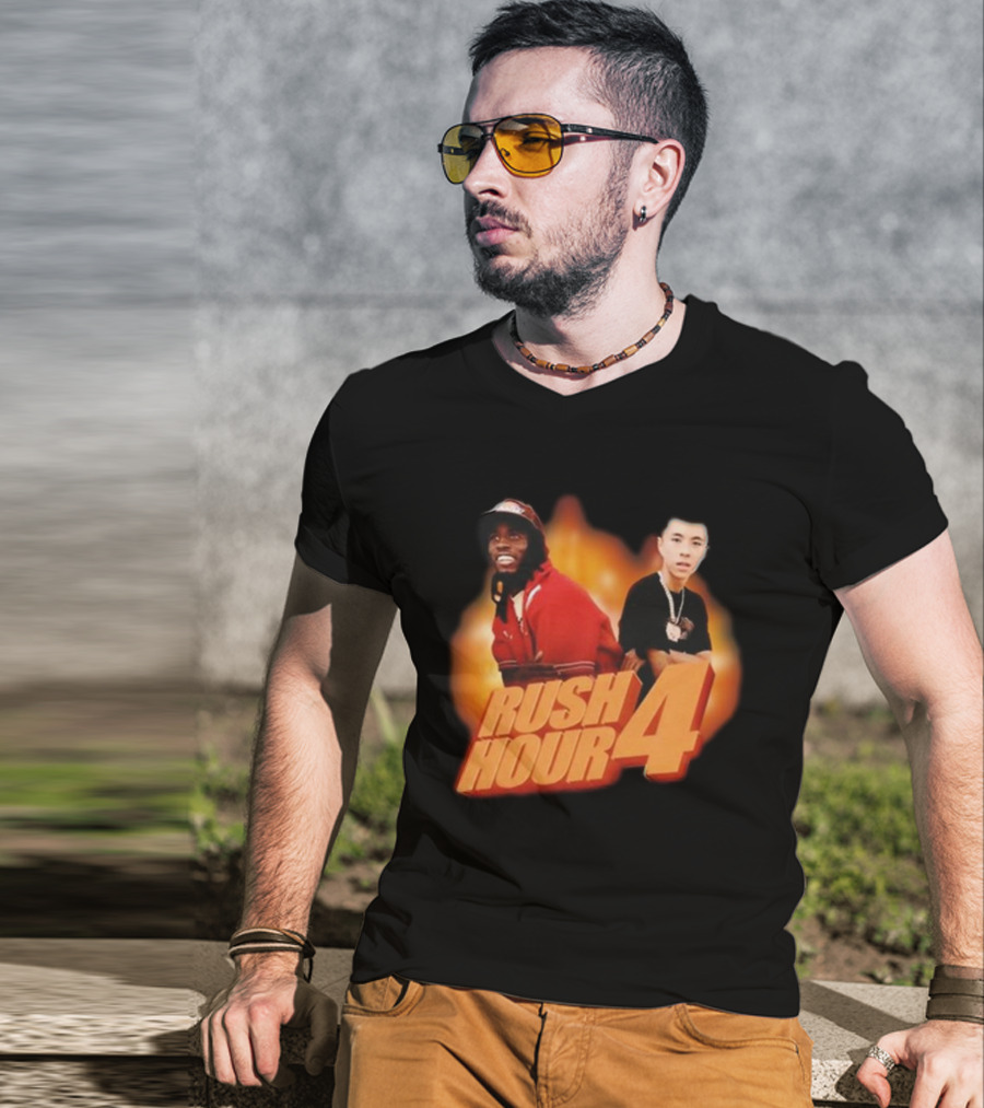 Rush Hour 4 Comedy Duo Flame Background T-Shirt