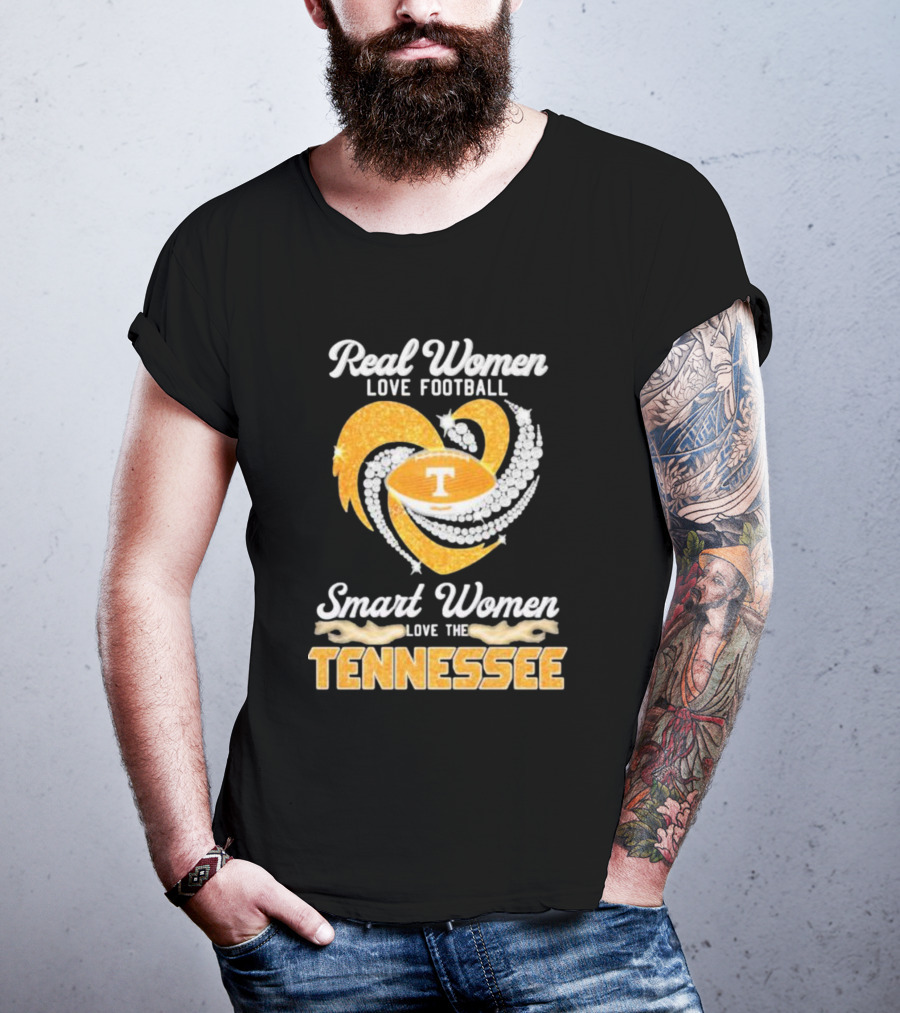 Real Women Love Football Smart Women Love The Tennessee Volunteers Heart T-Shirt