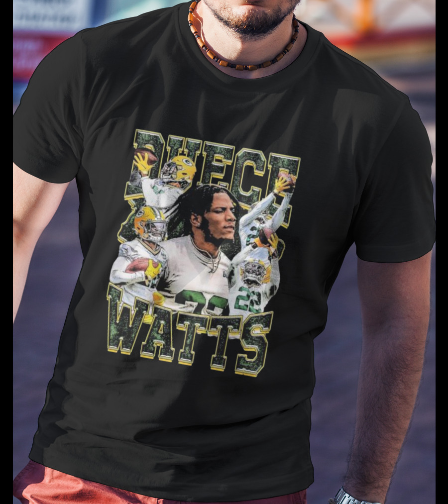 Green Bay Packers Duece Watts NFL Football Player Montage T-Shirt
