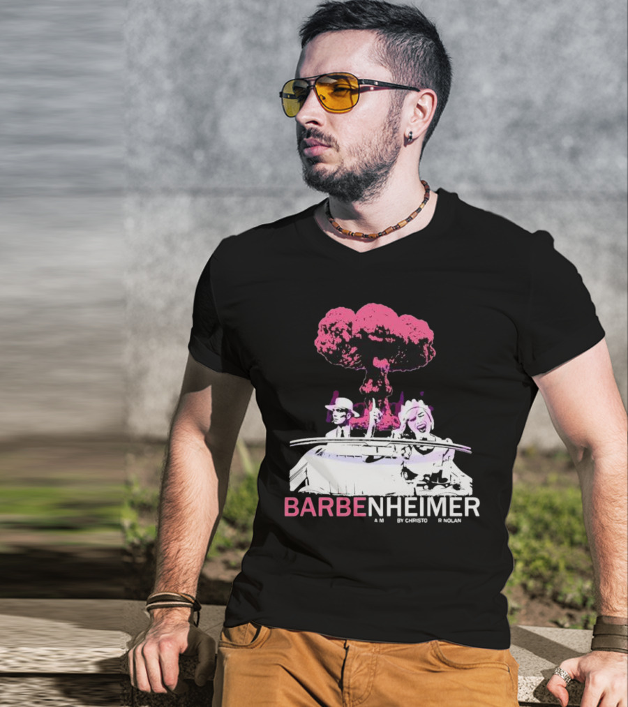 Vintage Barbenheimer A Movie By Christopher Nolan Comeon Baby Let’s Go Party T-Shirt