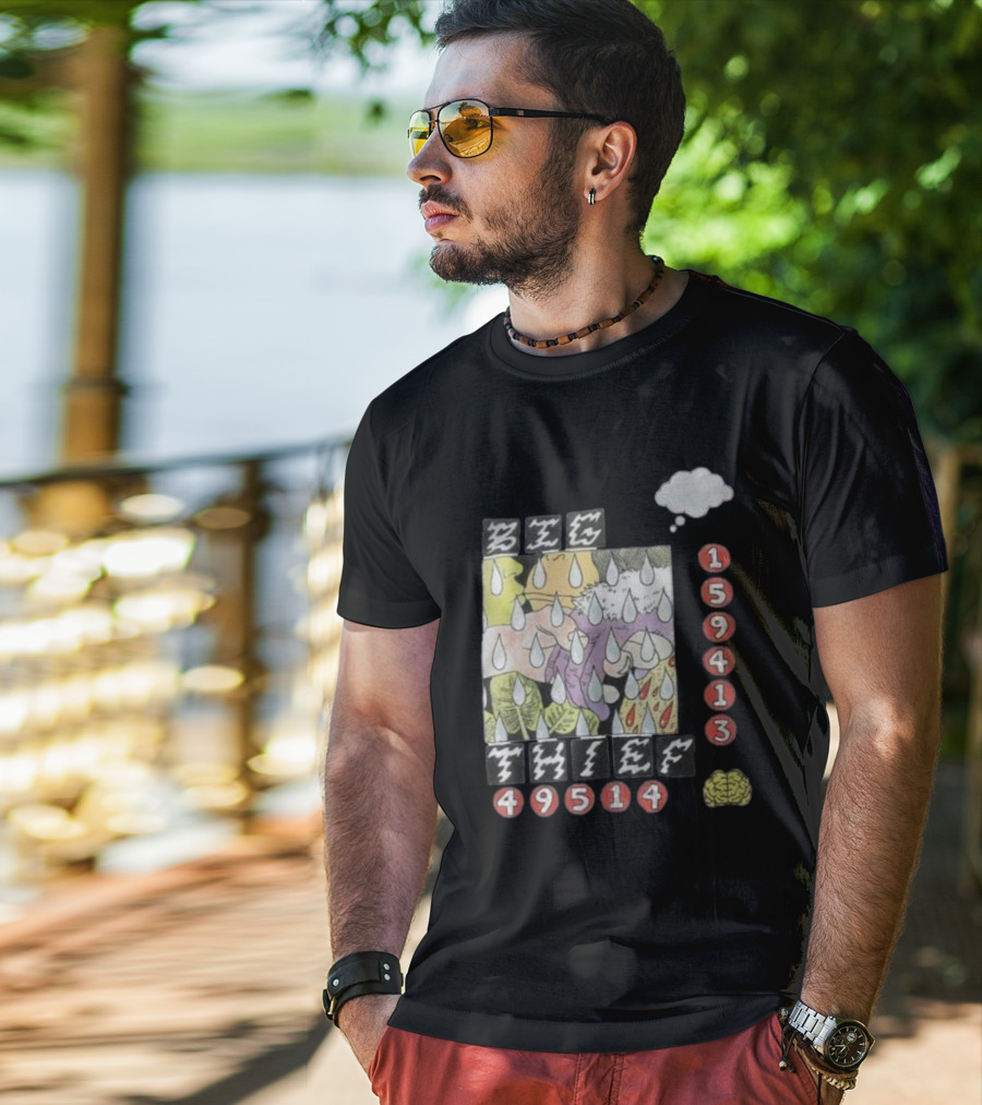 3E6 159413 49514 Comic Style Raindrops Thought Bubble Brain T-Shirt