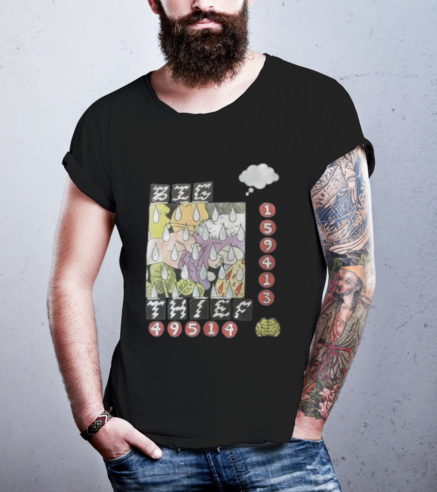 3E6 159413 49514 Comic Style Raindrops Thought Bubble Brain T-Shirt