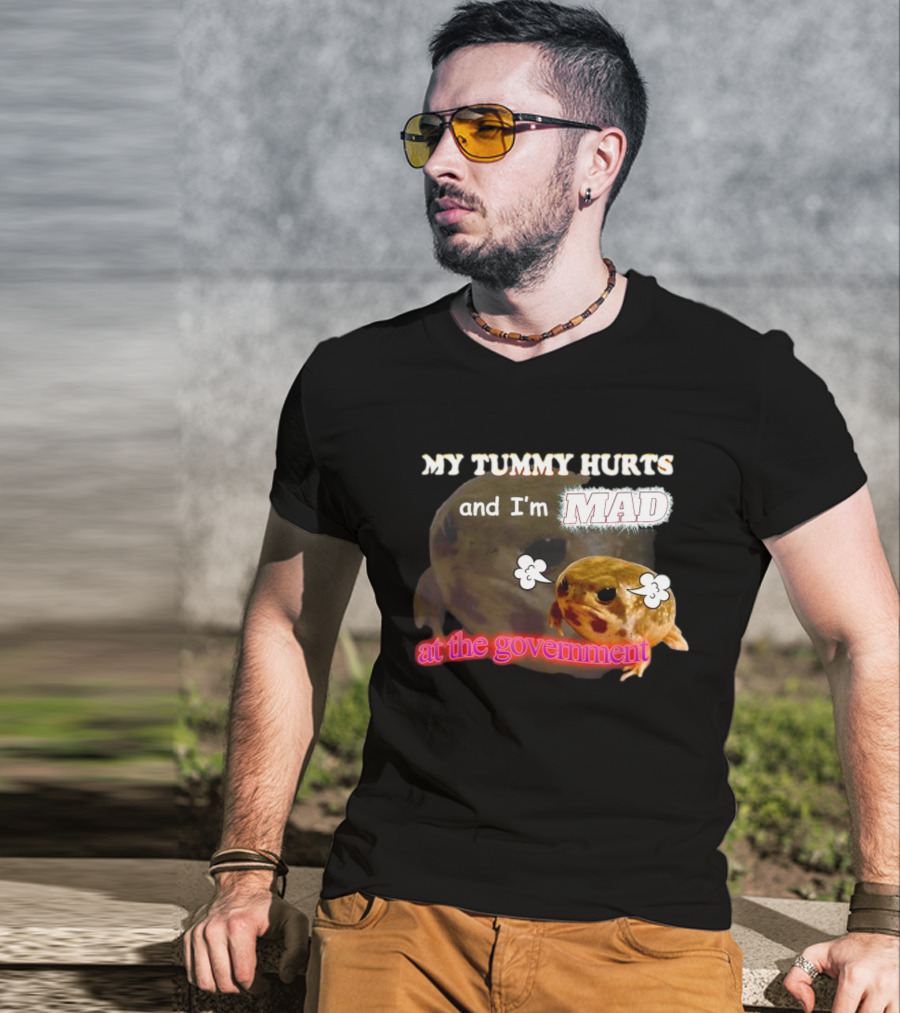 My Tummy Hurts And I'm MAD At The Government Frog Meme T-Shirt