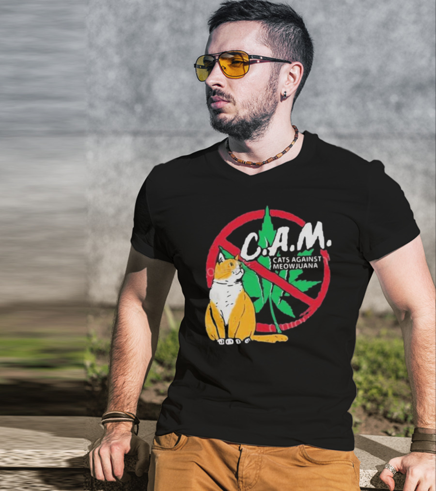C.A.M. Cats Against Meowijuana Leaf With Tabby T-Shirt