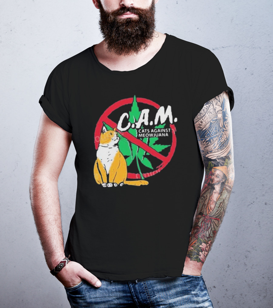 C.A.M. Cats Against Meowijuana Leaf With Tabby T-Shirt