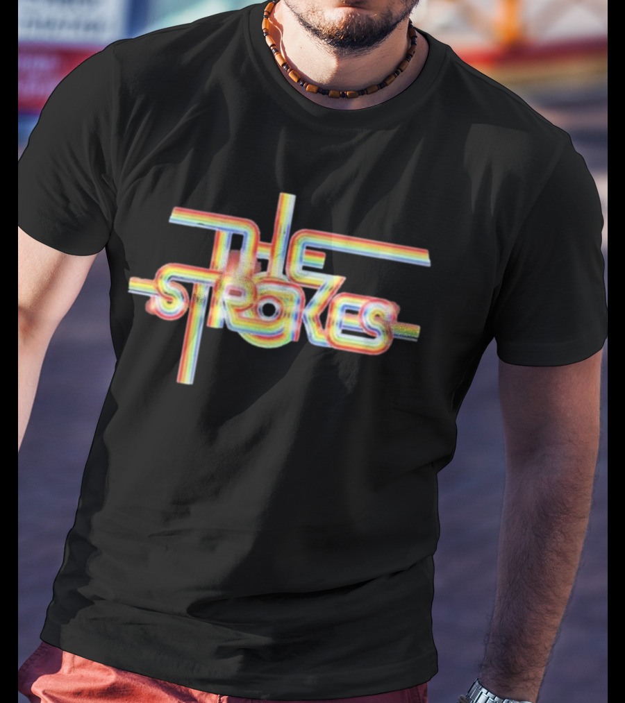 The Strokes Logo Rainbow Ribbon T-Shirt