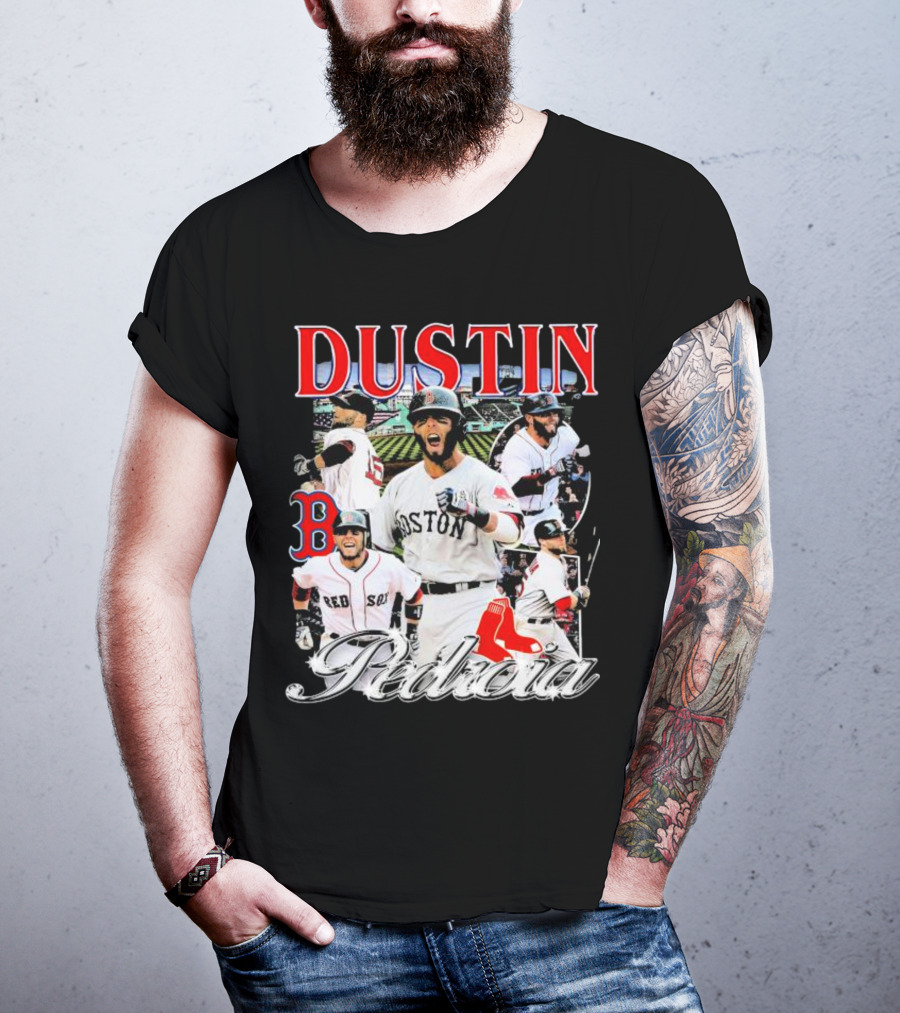 Dustin Pedroia Boston Red Sox Baseball Action Montage T-Shirt