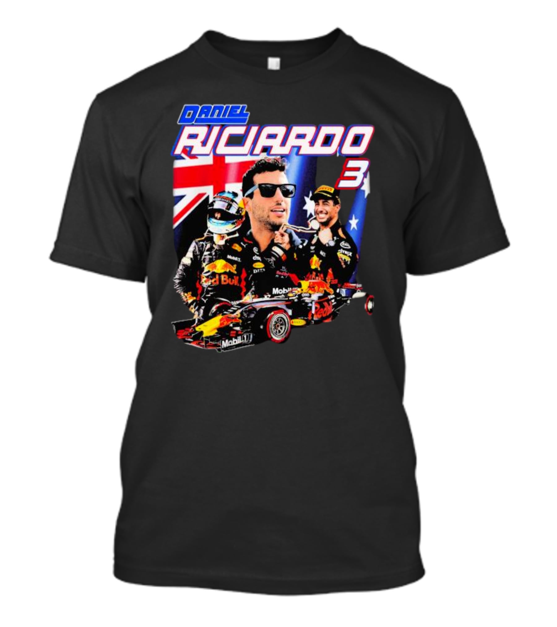 Daniel Ricciardo Red Bull Racing 3 With Australian Flag Background T-Shirt
