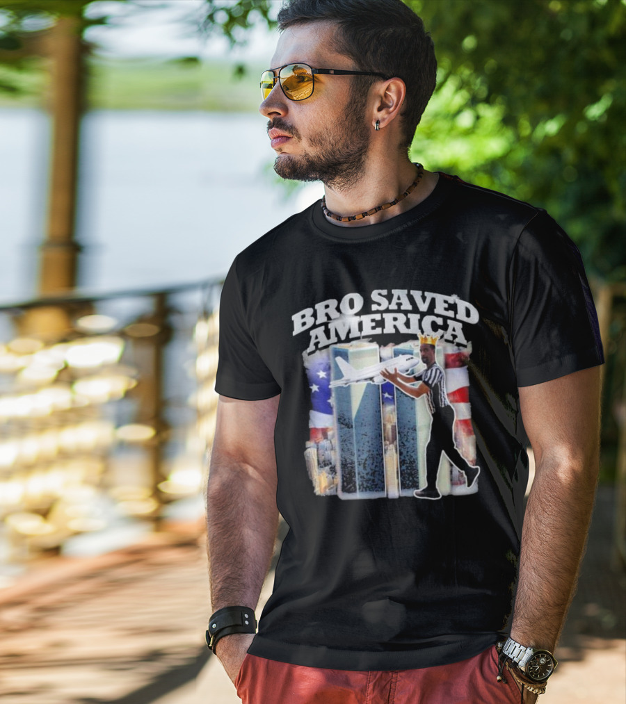 Bro Saved America Referee Airplane Twin Towers T-Shirt