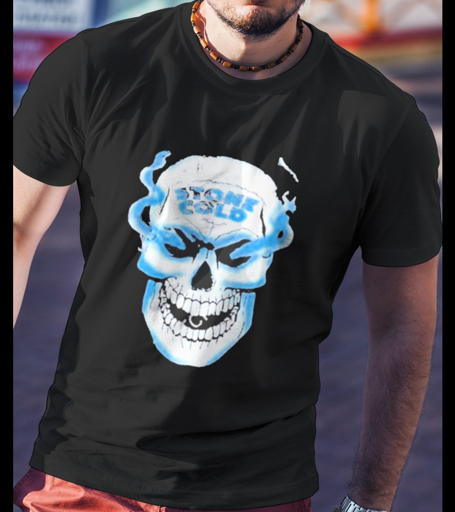 De Paul Wearing Stone Cold Steve Austin Smoking Skull T-Shirt