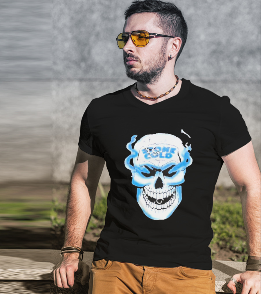 De Paul Wearing Stone Cold Steve Austin Smoking Skull T-Shirt
