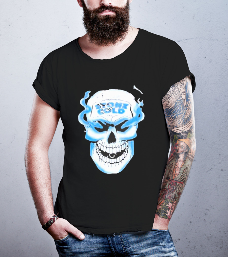 De Paul Wearing Stone Cold Steve Austin Smoking Skull T-Shirt