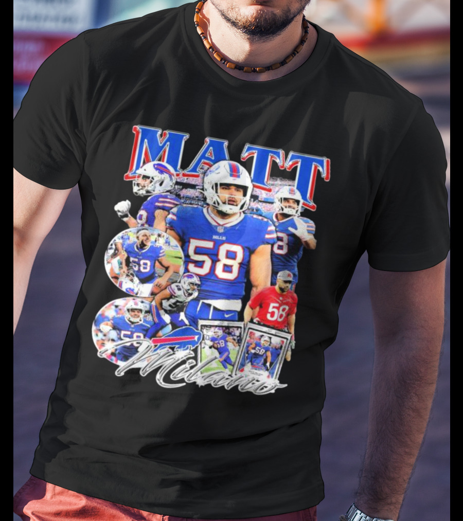 Buffalo Bills NFL Matt Milano 58 Football Highlights T-Shirt