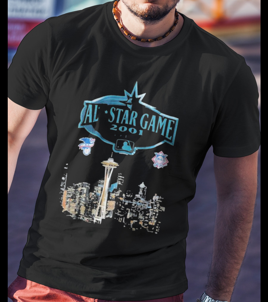 AL Star Game 2001 MLB City Skyline Seattle T-Shirt
